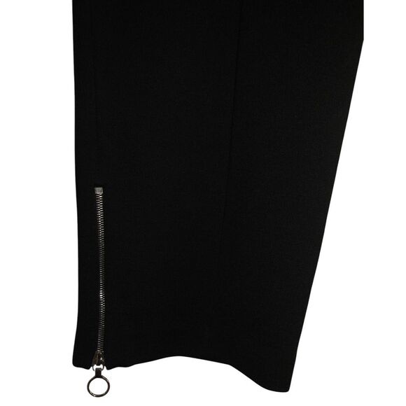 St. John Crop Pants Black Wool Blend Side Zip Ankle Leg Zipper Detail Sz 12 - Picture 2 of 6